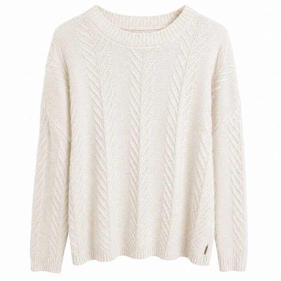 Orvis Sweaters - Orvis Cable Knit Sweater XS Cream Cotton Blend Cottagecore Coastal Grandpa